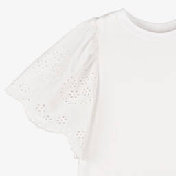 Molo-تيشيرت أبيض ناصع للبنات بتطريز أنيق | Childrensalon Outlet
