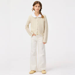 Molo-Girls Crisp White Flare Denim Pants | Childrensalon Outlet