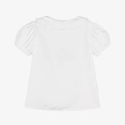 Molo-Girls Crisp White Puff Sleeve Top | Childrensalon Outlet