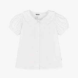 Molo-Girls Crisp White Puff Sleeve Top | Childrensalon Outlet