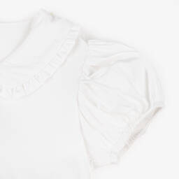 Molo-Girls Crisp White Puff Sleeve Top | Childrensalon Outlet