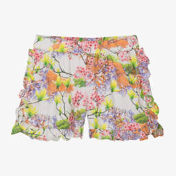 Molo-Girls Delicate Ruffle Floral Shorts | Childrensalon Outlet