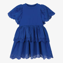 Molo-Girls Elegant Blue Flutter Dress | Childrensalon Outlet