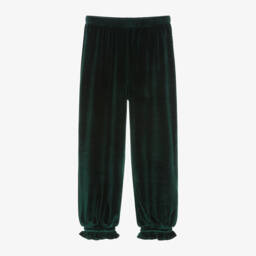Molo-Girls Emerald Velvet Joggers | Childrensalon Outlet