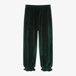 Molo-Girls Emerald Velvet Joggers | Childrensalon Outlet