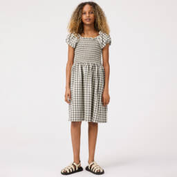 Molo-Girls Gingham Puff-Sleeve Frock | Childrensalon Outlet