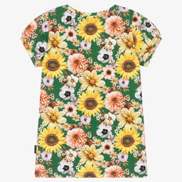 Molo-Зеленая футболка из органического хлопка с цветами | Childrensalon Outlet