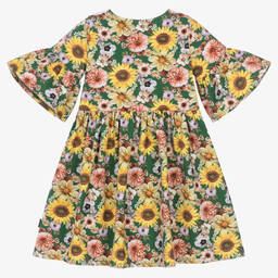 Molo-Зеленое платье из органического хлопка с цветами | Childrensalon Outlet
