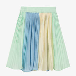 Molo-Girls Green Stripe Pleated Skirt | Childrensalon Outlet