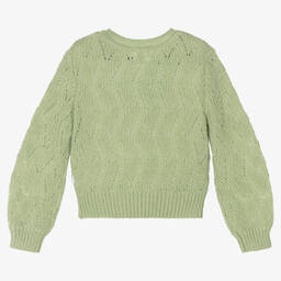 Molo-Girls Green Wool Sweater | Childrensalon Outlet