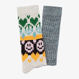 Molo-Girls Grey & Blue Long Socks (2 Pack) | Childrensalon Outlet