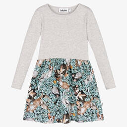 Molo-Girls Grey Organic Cotton Dress | Childrensalon Outlet