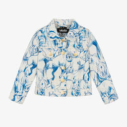 Molo-Girls Ivory Denim Horses Jacket | Childrensalon Outlet