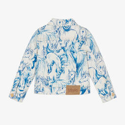Molo-Girls Ivory Denim Horses Jacket | Childrensalon Outlet