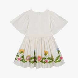 Molo-Girls Ivory Floral Embroidered Dress | Childrensalon Outlet