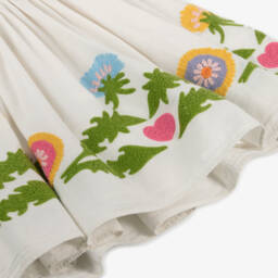 Molo-Girls Ivory Floral Embroidered Dress | Childrensalon Outlet