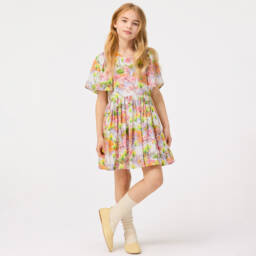 Molo-Girls Ivory Floral Flutter Dress | Childrensalon Outlet