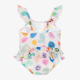 Molo-Girls Ivory Happy Face Swimsuit (UPF50+) | Childrensalon Outlet
