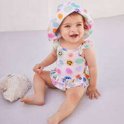Molo-Girls Ivory Happy Face Swimsuit (UPF50+) | Childrensalon Outlet