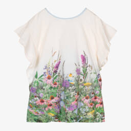 Molo-Кремовый пляжный кафтан с цветами для девочек | Childrensalon Outlet