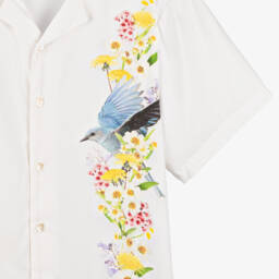 Molo-Girls Ivory Nature Print Cuban Shirt | Childrensalon Outlet