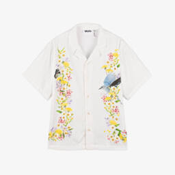 Molo-Girls Ivory Nature Print Cuban Shirt | Childrensalon Outlet