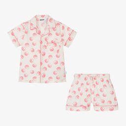 Molo-Girls Ivory Organic Cotton Short Pyjamas | Childrensalon Outlet