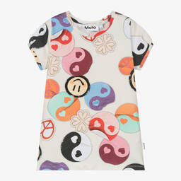 Molo-Girls Ivory Organic Cotton T-Shirt | Childrensalon Outlet