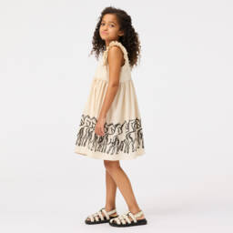 Molo-فستان عاجي عضوي للبنات بنقشة الخيول | Childrensalon Outlet