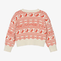 مولو-بلوفر قطن محبوك لون عاجي وأحمر للبنات | Childrensalon Outlet