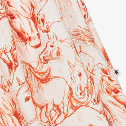 Molo-Girls Ivory & Red Horses Cotton Dress | Childrensalon Outlet