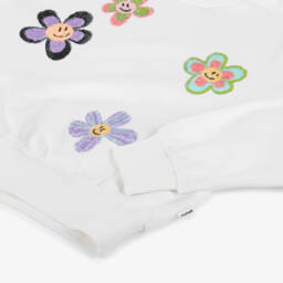 Molo-Girls Ivory Sequin Floral Cotton Top | Childrensalon Outlet