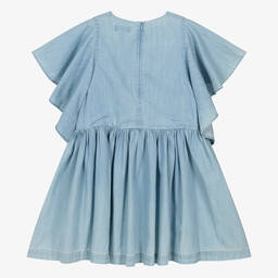 Molo-Girls Light Blue Cotton Dress | Childrensalon Outlet