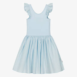 Molo-Girls Light Blue Organic Cotton Dress | Childrensalon Outlet