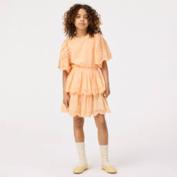 Molo-Girls Melon Cotton Eyelet Skirt | Childrensalon Outlet