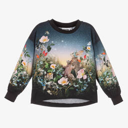 Molo-Girls Navy Blue Cotton Top | Childrensalon Outlet