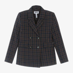 Molo-Girls Navy Brown Check Blazer | Childrensalon Outlet