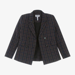 Molo-Girls Navy Brown Check Blazer | Childrensalon Outlet