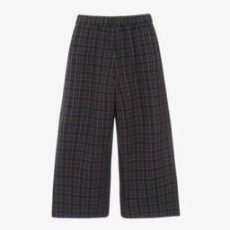 Molo-Girls Navy Check Wide-Leg Trousers | Childrensalon Outlet