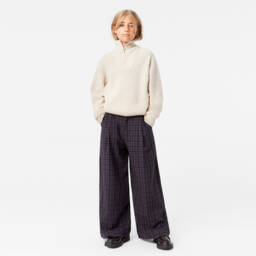 Molo-Girls Navy Check Wide-Leg Trousers | Childrensalon Outlet