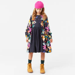 مولو-فستان بطبعة ورود قطن لون كحلي | Childrensalon Outlet