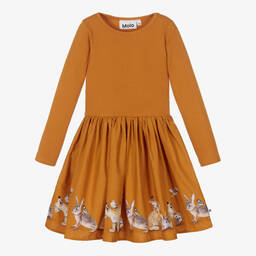 Molo-Girls Orange Cotton Dress | Childrensalon Outlet