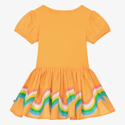 Molo-Girls Orange Cotton Rainbow Dress | Childrensalon Outlet