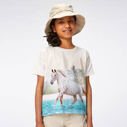 Molo-Girls Organic Cotton Horse T-Shirt | Childrensalon Outlet