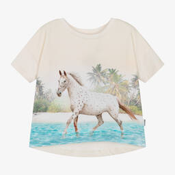 Molo-Girls Organic Cotton Horse T-Shirt | Childrensalon Outlet