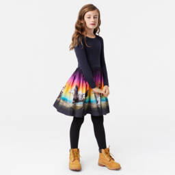 Molo-Girls Organic Navy Sunset Dress | Childrensalon Outlet