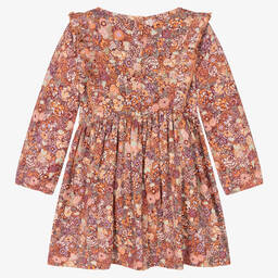 Molo-فستان قطن عضوي جيرسي لون زهري بطبعة ورود | Childrensalon Outlet