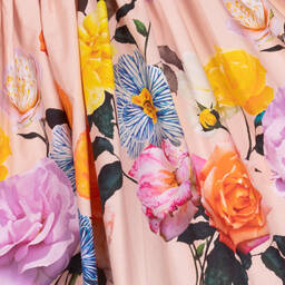 مولو-فستان مزيج قطن عضوي لون زهري بطبعة ورود | Childrensalon Outlet