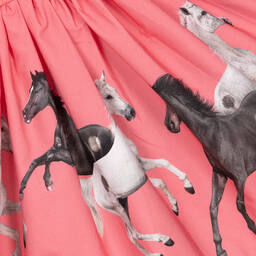 Molo-Girls Pink Cotton Horses Dress | Childrensalon Outlet