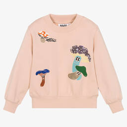 Molo-Girls Pink Cotton Mushroom Sweatshirt | Childrensalon Outlet